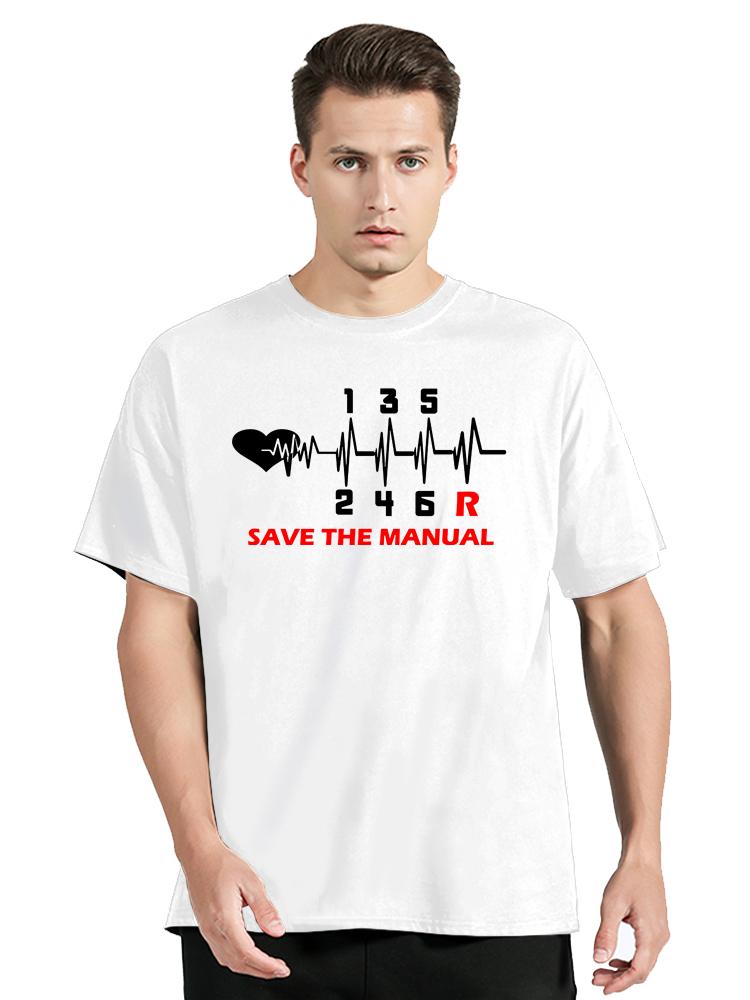Vintage Mens Clothing T-Shirt Save The Stick Manual Transmission Three Print Tops Oversized Hip Hop TShirt O-neck Cotton T Shirt