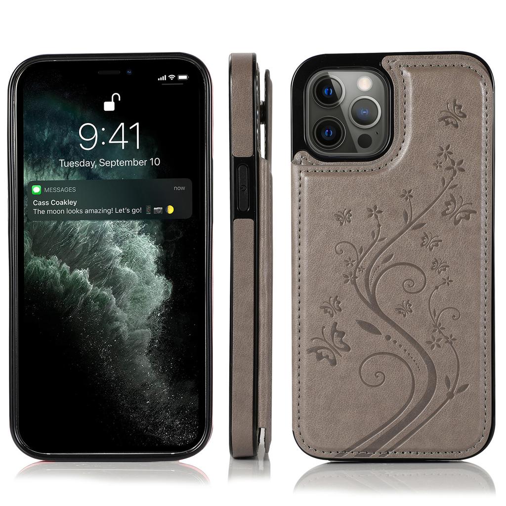 Butterfly Floral PU Leather Wallet Case for iPhone, Card Holder Slot Protective Cover with Kickstand