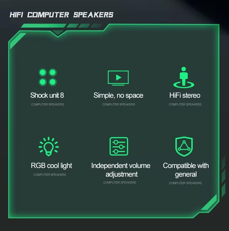 A39 Компьютерная акустическая система объемного звучания Bluetooth-динамик Проводная акустическая система Стерео сабвуферная звуковая панель для ноутбука ПК Геймера RGB Cool Light