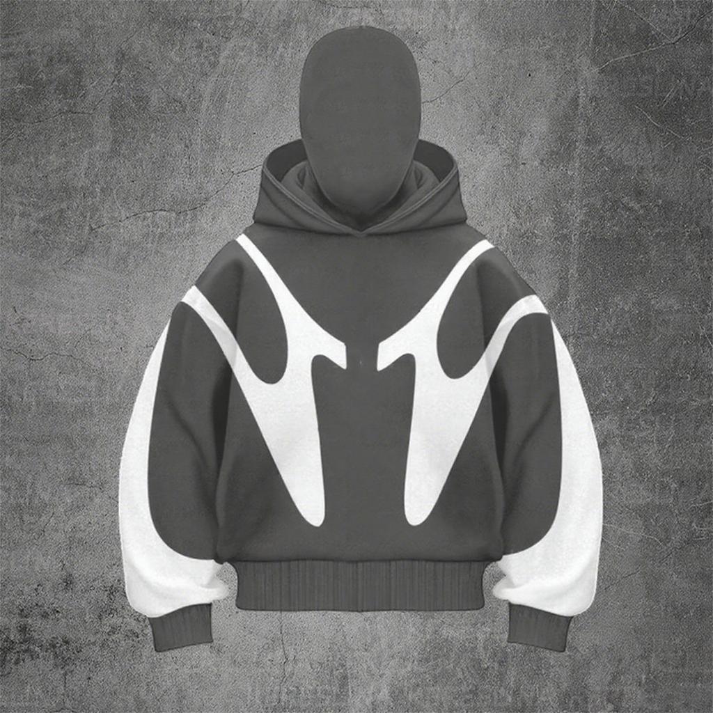 Мужское худи оверсайз на молнии, цветной блок, с длинными рукавами и капюшоном, ретро-куртка, худи