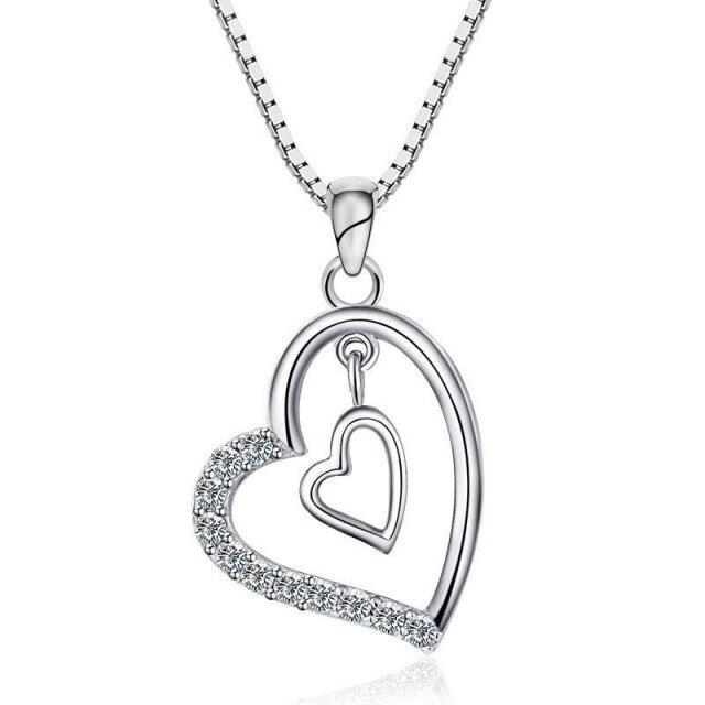 925 Sterling Silver Pendant Necklace For Women Heart Necklace Silver 925 Jewelry Women Necklace 925