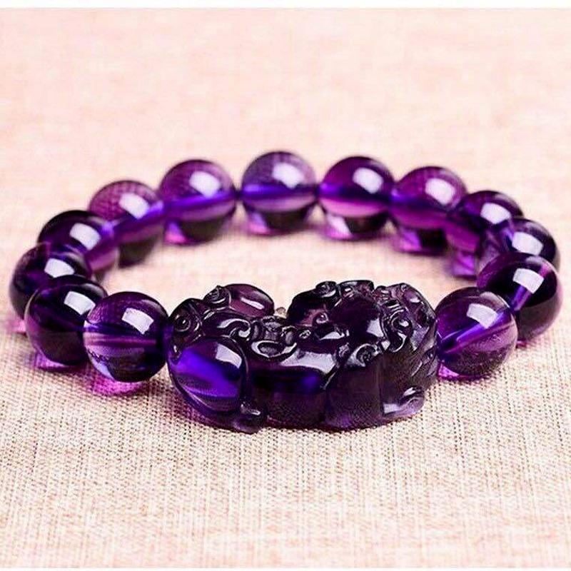 Feng Shui Wealth Bracelet Amethyst PIXIU Bracelet Men's and Women's Crystal Beads Bracelet Attract Lucky Gift Couple Friend