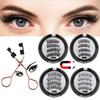 Magnetic Glue-Free Eyelash Set with Curler: European & American Style, Thick, Natural, Four-Magnet Design.