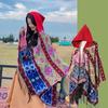 Qinghai Lake Travel Warm Scarf Women'S Retro Red Cape Shawl With Thick Cape
