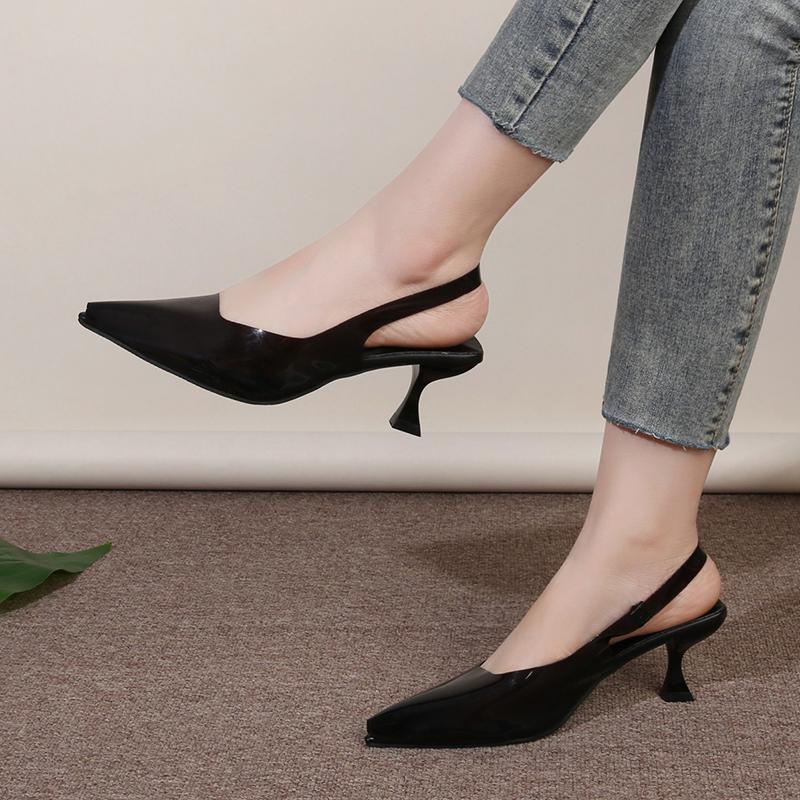 Весна 2024 года, новые женские босоножки, модные неглубокие слипоны, женские элегантные туфли с открытой пяткой, туфли-лодочки на низком квадратном каблуке