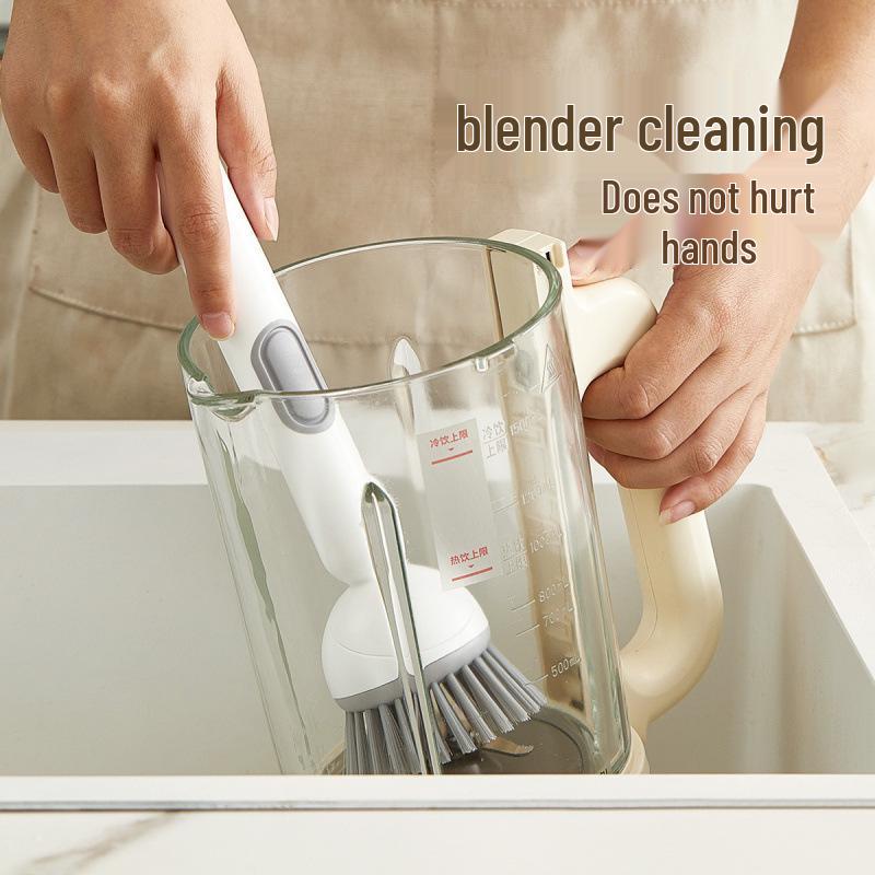 Регулируемая многофункциональная кухонная щетка с длинной ручкой и дозатором для жидкости, не царапающая, для кастрюль, мисок и чашек