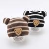 New Customer Special: Adorable Striped Bear Knit Hat for Baby Boys - Cozy Winter Wool Cap