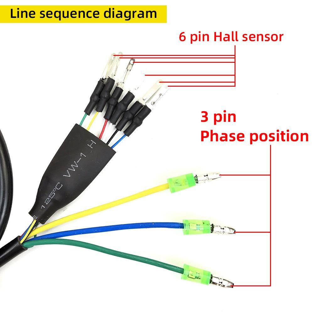 Bicycle To Electric Bike Conversion Motor Adapter Cable with Female Connector 6 Pin Hall Sensor and