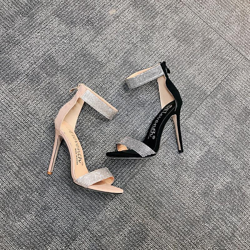 Heels Shoes Woman Thin Pumps Ankle Sandals Shoes Ladies Fish Mouth Sexy High Heels Dress Party Shoes