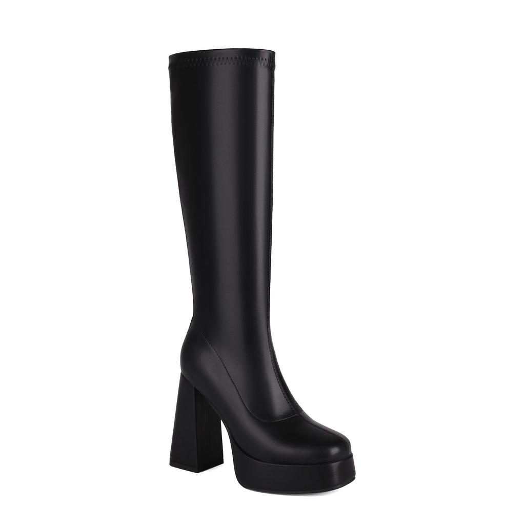 8/Autumn and Winter New Women's High Heel Long Boots Fashion Waterproof Platform Thick Heel Solid Color Large Size Boots