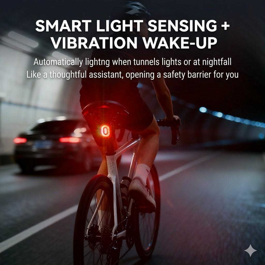 Smart Bike Tail Light USB Rechargeable Brake Sensing Rear Light Auto On/Off IP66 Waterproof Bicycle LED Safety Light with Mount