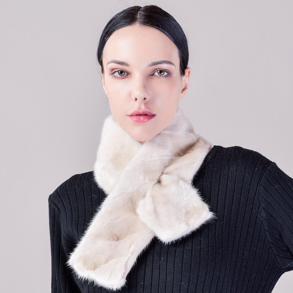 Норковый меховой шарф женский зимний новый кожаный высококачественный импортный мех норки теплый зимний двухсторонний плюшевый шарф