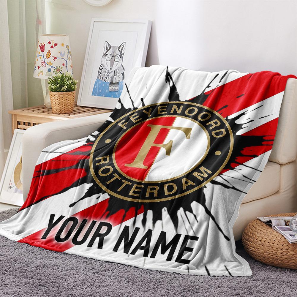 Custom Name Feyenoord Rotterdam2 Flannel Blanket, High quality Comfortable for All Seasons, Home Decor, Warmth and Comfort