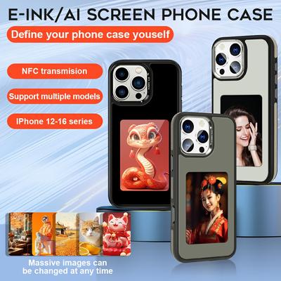 Для iPhone 16 Pro Чехол с E-Ink 4 дюйма HD 4 цвета Чехол для телефона Поддерживает передачу NFC DIY картинки