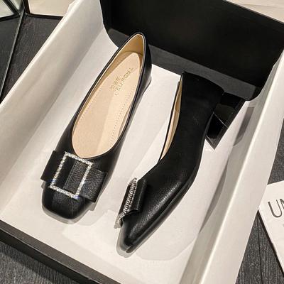 Женские туфли-лодочки на низком каблуке с квадратным носком, повседневные туфли-лодочки без шнуровки из искусственной кожи на массивном блочном каблуке, женские удобные туфли-лодочки для офиса и офиса, нарядные туфли