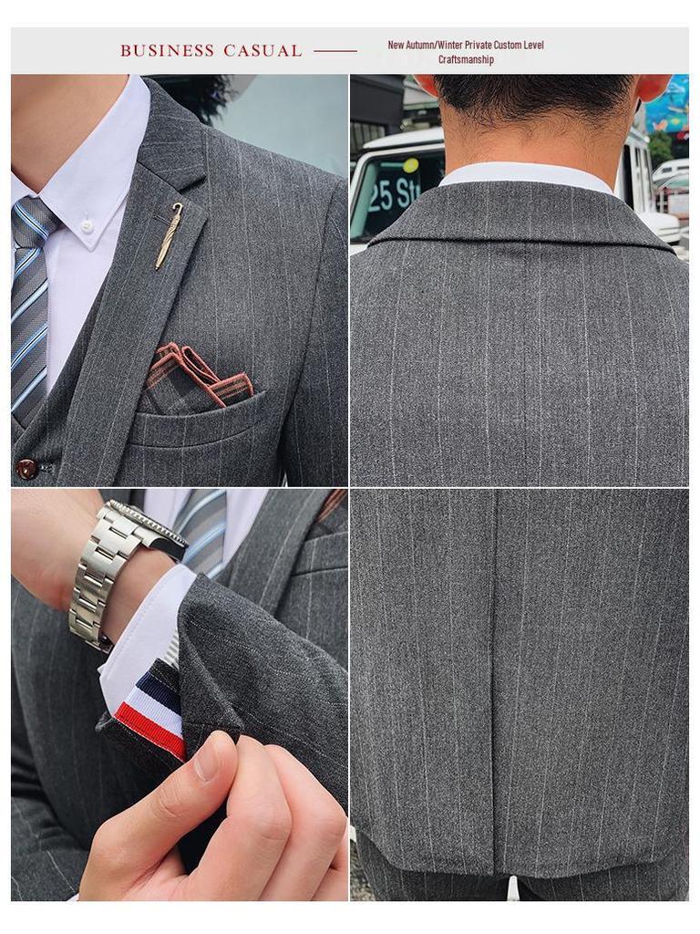 Men's Autumn/Winter Three-Piece Suit Set SJT9823-P265: Elegant Gentleman Style Suit.