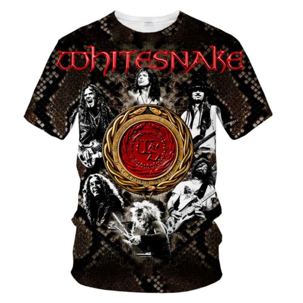 Летний топ с круглым вырезом и 3D-принтом Whitesnake, модные и повседневные футболки с короткими рукавами для мужчин и мальчиков