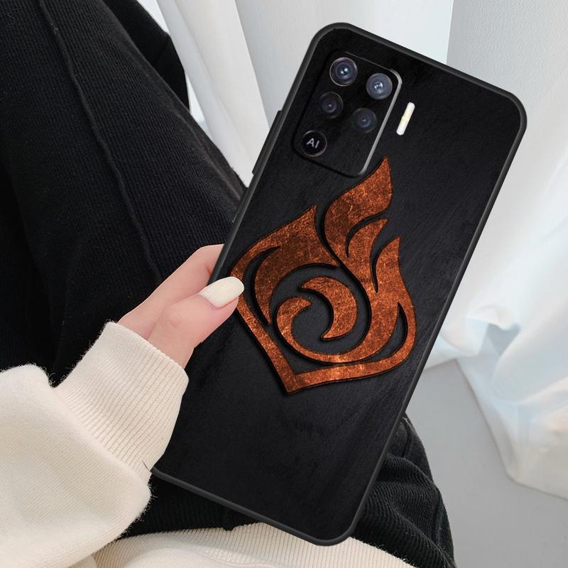 Genshin Impact Elements Case For Oppo A18 A38 A58 A78 A98 A80 A60 A40 A96 A76 A16 A94 A74 A54 A15 A17 A57 A77 A5 Pro