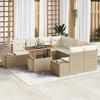 VidaXL 9-piece Garden Sofa Set Beige Poly Rattan, Modern, Modular Outdoor Sofa, with Storage 3358682