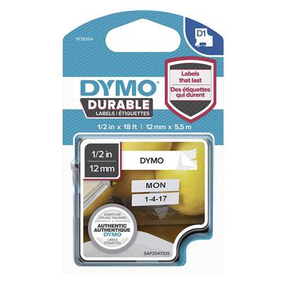 Dymo D1 Прочная лента для этикеток 12ммx5.5м (Черное на белом)