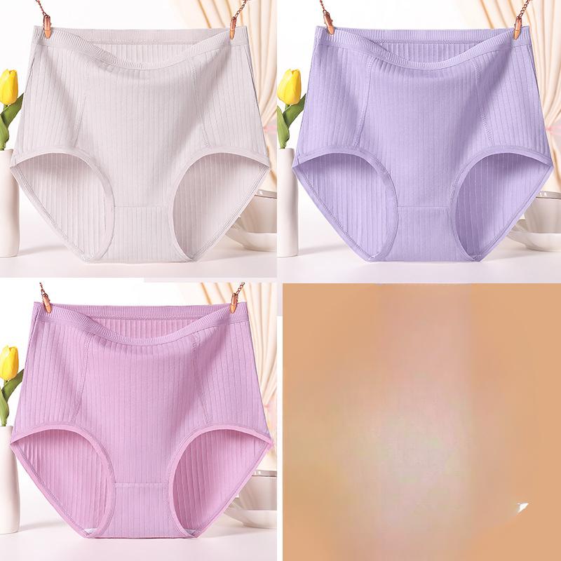 Большие размеры женские красные трусики для мам среднего возраста из хлопка с высокой талией