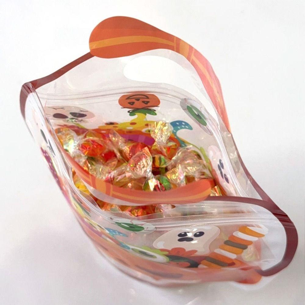 10Pcs Cartoon Halloween Candy Bag Plastic Snacks Storage Bags Self Sealing Bags Trick or Treat