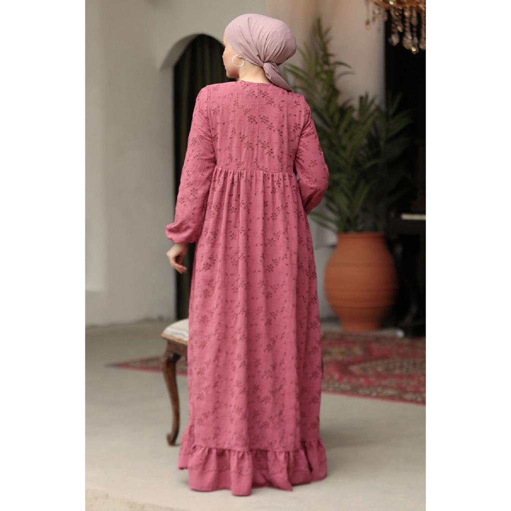 Laced Beige Hijab Dress 23201beige