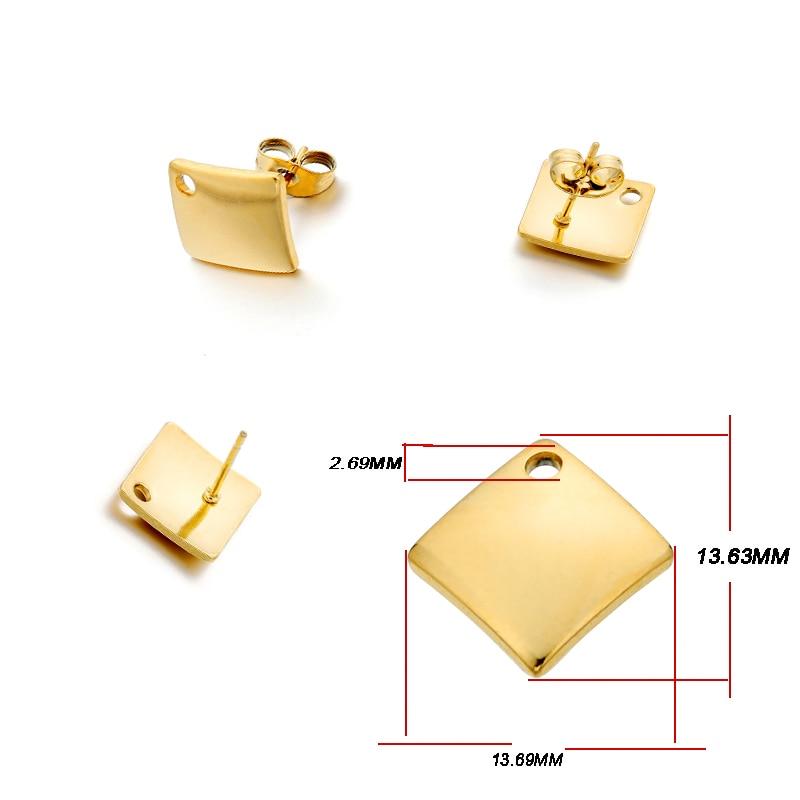 10 шт., геометрические круглые серьги-гвоздики из нержавеющей стали, серьги-гвоздики золотого цвета с цветком, базовый разъем для DIY, аксессуары для изготовления ювелирных изделий