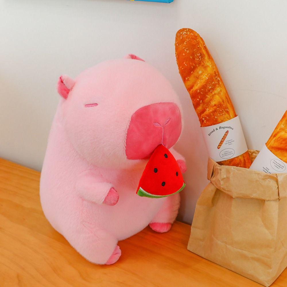Simulation Pink Watermelon Capibara Plush Doll Cloth Doll Capibara Anime Fluffty Toy Home Decor
