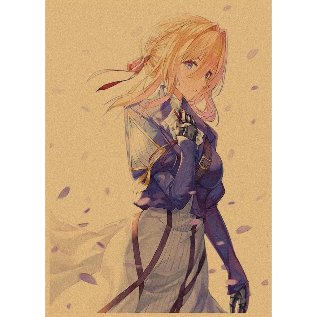 Ретро Аниме Постер Violet Evergarden - Двумерная Настенная Картина-Фреска на Крафт-бумаге