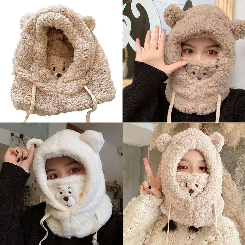 Fashion Cute Plush Hat Bear Ear Hat Earflap Earmuff Windproof Caps Beanies Caps
