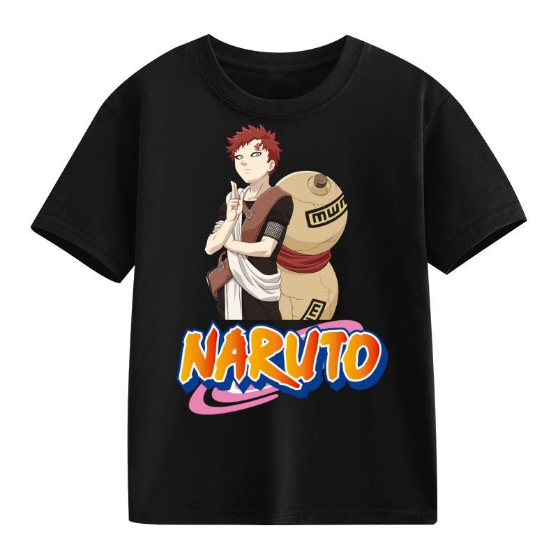 Детская футболка Наруто Узумаки Учиха Саске Хатаке Какаши Печать с персонажами аниме Хлопок Короткий рукав Мальчики Девочки Свободные Круглый вырез Топы