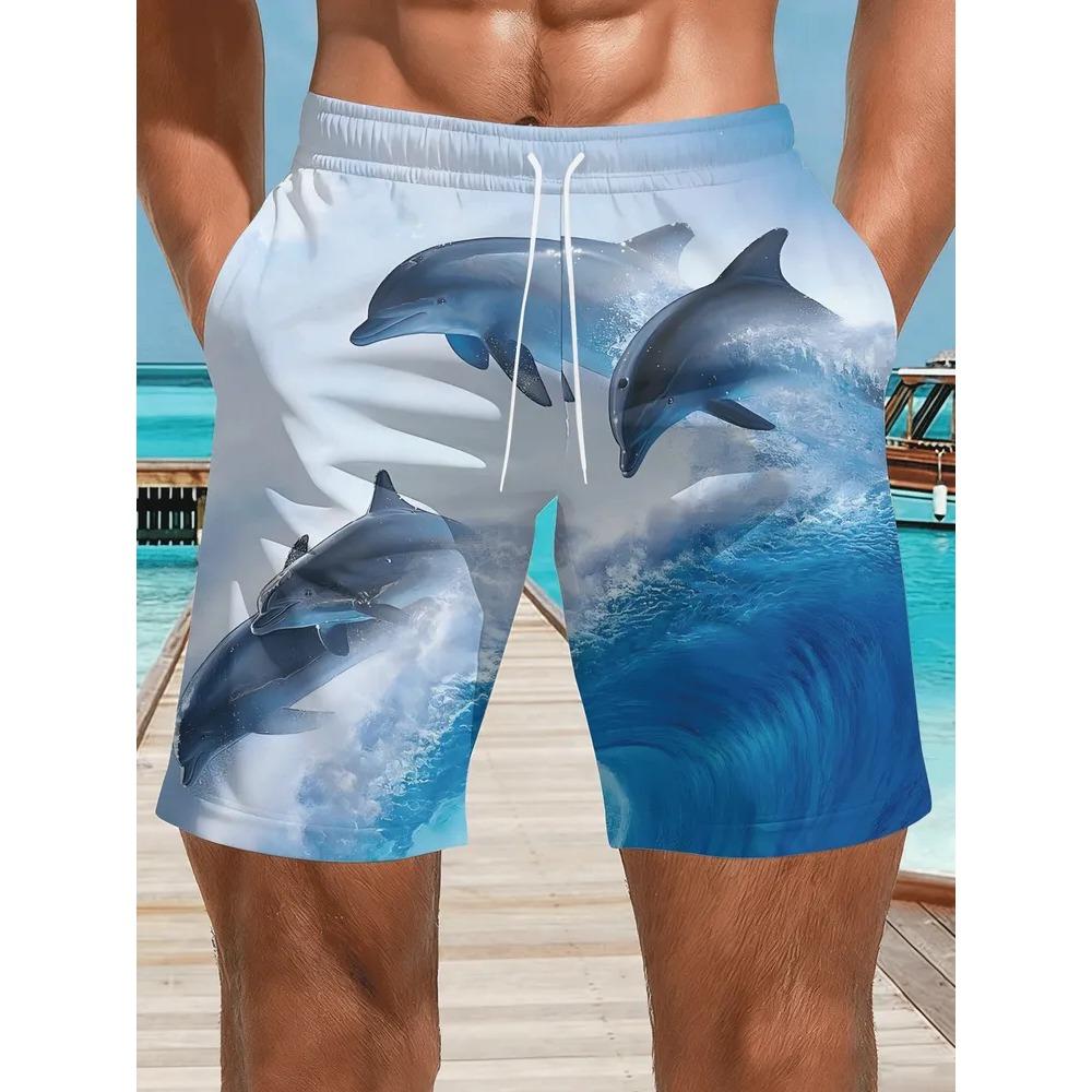 Men's Casual Shorts Outdoor Wear Creative Colorful Fish 3D Printed Shorts Loose Casual Plus Size Breathable Vacation Style Summer Versatile Shorts
