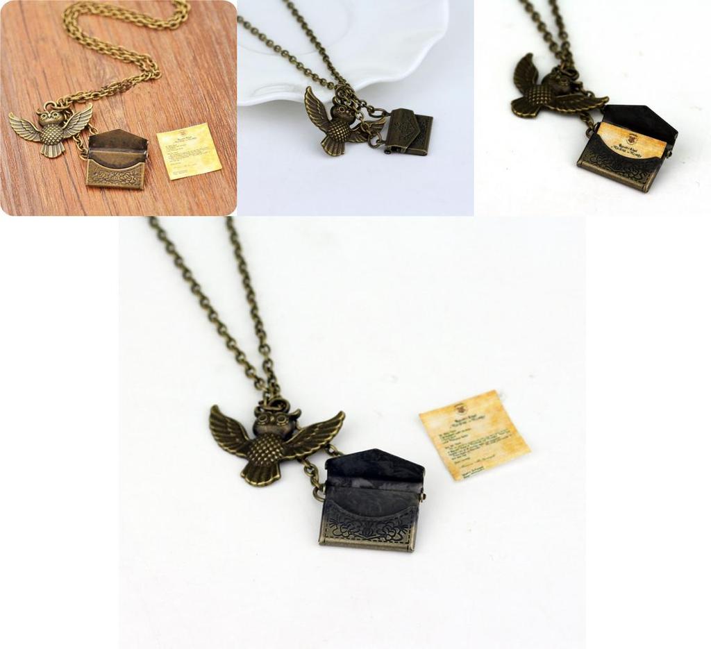 Harry Potter Vintage Copper Owl With Acceptance Letter Pendant Locket Necklace For Gothic Fashion Fans