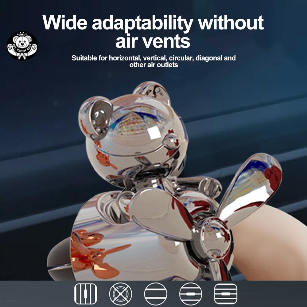 Автомобильный освежитель воздуха, крутой медведь, диффузор для духов, вращающийся пропеллер, воздуховыпускное отверстие, аромат, милый мультяшный декор, автомобильная ароматерапия, автоаксессуары