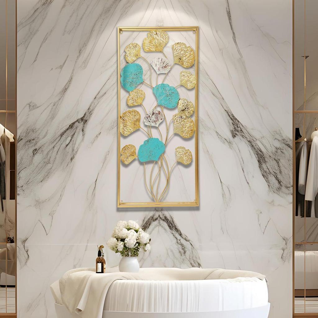 Metal Iron Leaf Hanging Wallart for Living Room Bedroom Decorative Wall Sculpture for Home Decore