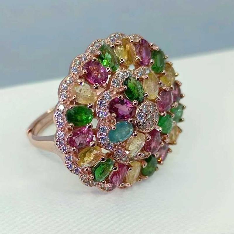 Sace Gems Кольца из стерлингового серебра 925 пробы 3*4 мм с натуральным турмалином для женщин, ювелирные украшения для помолвки, коктейлей и вечеринок