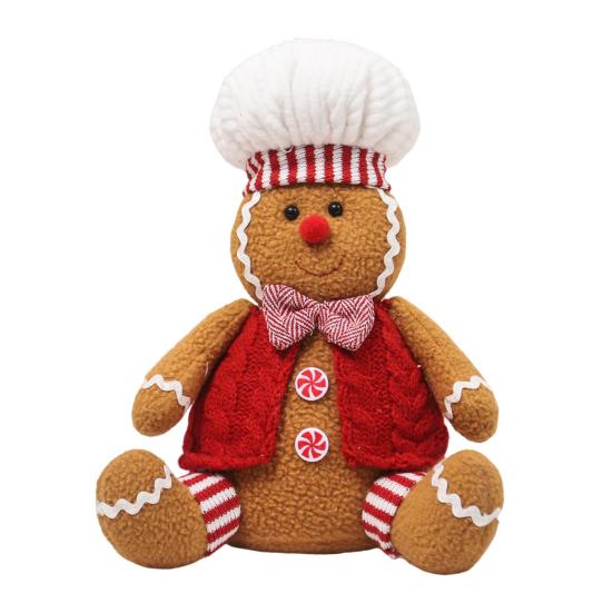 Рождественская плюшевая кукла пряничный человечек, мягкая набивная рождественская кукла, игрушка для праздничного декора, сидящая пряничная игрушка для девочки и мальчика, для дверной книжной полки