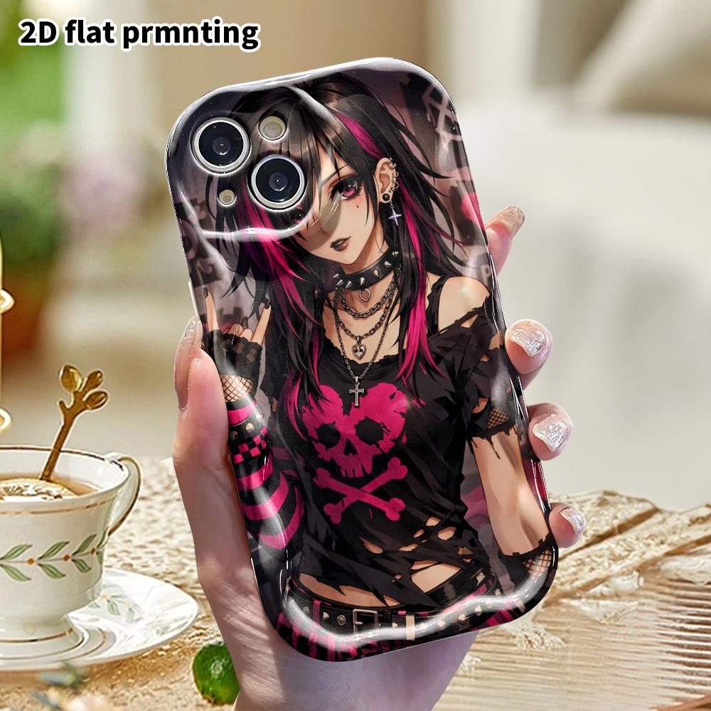 Чехол для телефона: 2D плоский, подходит для iPhone 18 17 16 15 14 13 12 Pro, стиль рок-девушки, идеальный праздничный подарок на Рождество и Хэллоуин