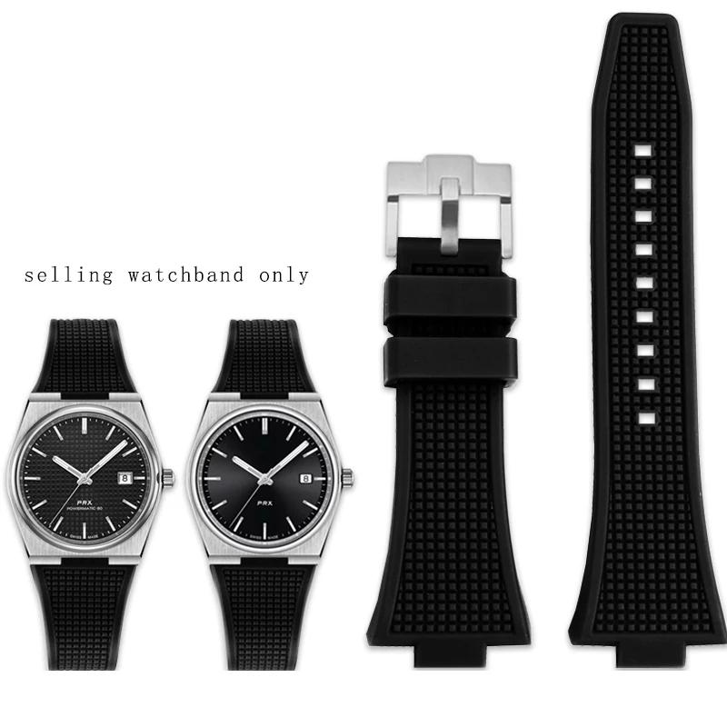 Raised Silicone Bracelet for TISSOT PRX Super Player T137.407/410 Series White Luminous Silicone Watch Strap for Men's Wristband