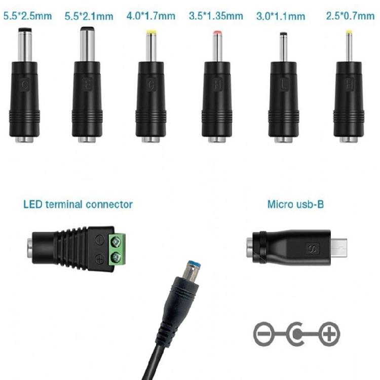 Регулируемый адаптер питания 3-12 В 15 Вт с защитой от перегрузок, 8 сменных разъемов, зарядное устройство