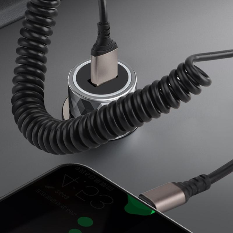 Кабель USB C/A на Type C Кабель для быстрой зарядки 6A Спиральный шнур для автомобиля Автомобиля Телефонов Эффективный шнур питания