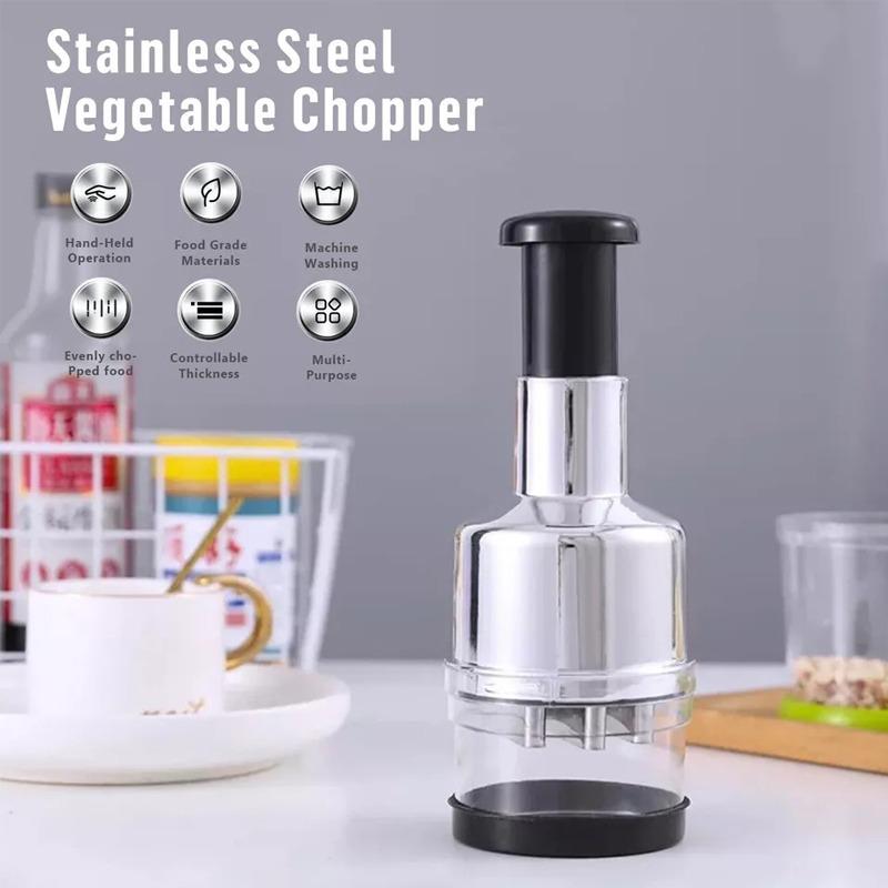 304 Stainless Steel Manual Press Type Garlic Mincer Kitchen Supplies Multifunctional Garlic Onion Vegetable Chopping Machine