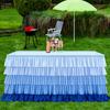 Table Skirt for Rectangle And Round Table Multi-layer Ruffle Reusable Gradient Rainbow Color Beach Parties Ceremony Birthday Party Decoration