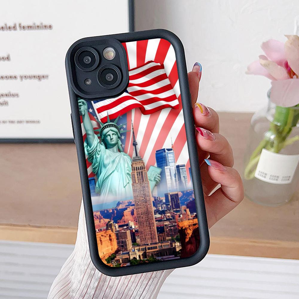 США Флаг Америки Утолщенный ТПУ Чехол для Мобильного Телефона для iPhone 17 16 15 14 13 12 11 Air Pro Max Plus Цветной Чехол