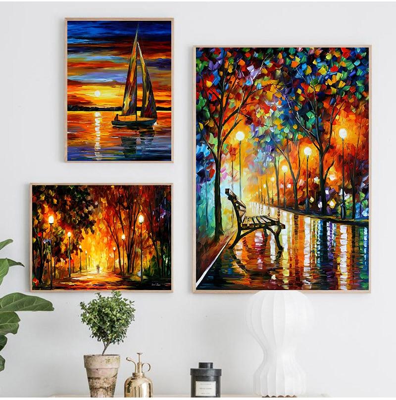 Coloring Hand - Painted Oil Painting Landscape For The Living Room Wall Art Home Decoration Abstract Without Frame