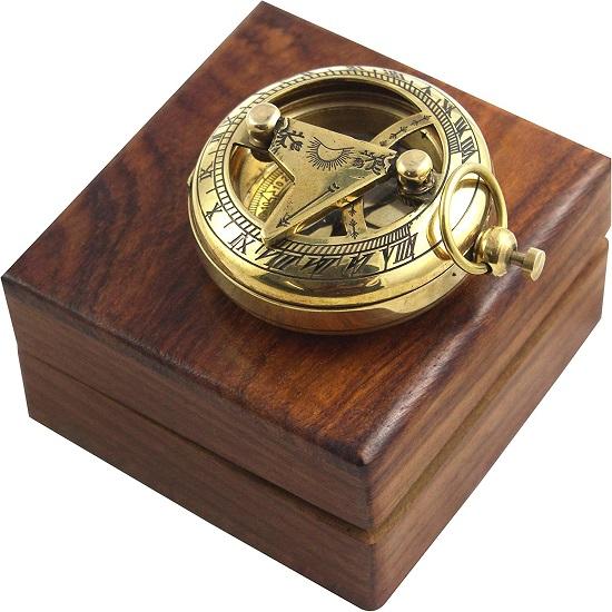 Морской компас для солнечных часов с антикварным морским твердым карманным солнечным циферблатом Компас в коробке Винтажная полировка с латунной отделкой