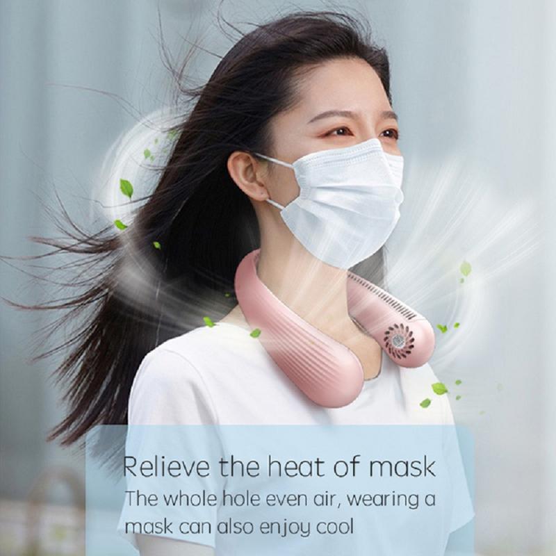 2024 Модернизированный портативный шейный вентилятор Hands Free Персональный мини-безлопастной вентилятор Перезаряжаемый через USB 3-скоростной вентилятор Воздушный охладитель Спорт на открытом воздухе