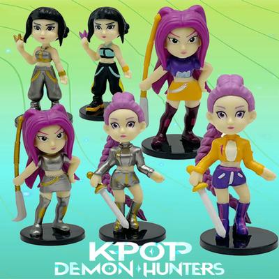 6 шт./набор с коробкой KPop Demon Hunters Superstar Руми Мира Зои Акриловая ПВХ Фигурка Игрушка Аниме Фигурка Кукла Для Поклонников Подарок
