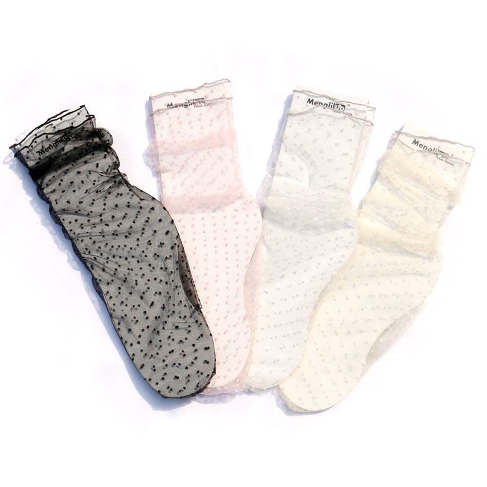 Women Dot Female Fashion Nylon Glass Stockings Tulle Socks Dress Socks